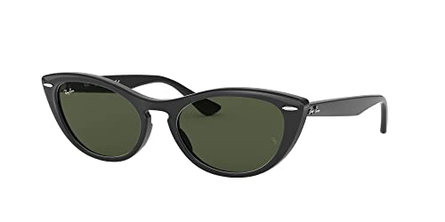 Ray-Ban Women's RB4314N Nina Cat Eye Sunglasses, Black/G-15 Green, 54 mm -