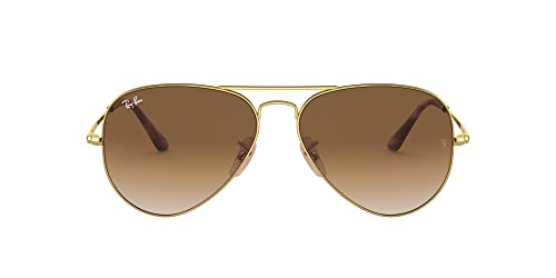 Ray-Ban RB3689 Aviator Metal II Sunglasses, Gold/Clear Gradient Brown, 55 mm -