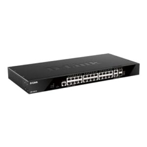 D-Link 28-Port Gigabit Ethernet Switch, Next-Gen Layer 3 Stackable Smart-Managed, 24x Ports, 2X 10GBase-T, 2X 10G SFP+ Ports (DGS-1520-28) -