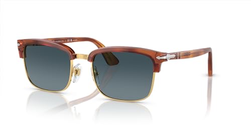 Persol Men's PO3327S Polarized Rectangular Sunglasses, Terra Di Siena, 54 mm -