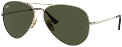 Ray-Ban RB8089 Sunglasses Bundle: RB 8089 AVIATOR TITANIUM 926531 Arista/Green Crystal Standard and Eyewear Cleaning Kit -
