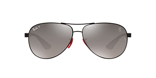 Ray-Ban RB8331M Scuderia Ferrari Collection Aviator Sunglasses, Black/Grey Gradient Polarized, 61 mm -