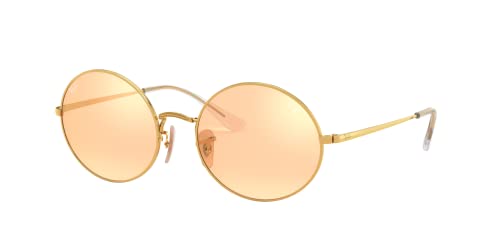 Ray-Ban Rb1970 Oval Evolve Polarized Sunglasses, Gold/Photochromic Orange Mirrored Gold, 54 mm -