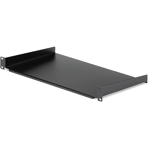 StarTech.com 1U Fixed Server Rack Mount Shelf - 10in Deep Steel Universal Cantilever Tray for 19" AV/ Network Equipment Rack - Heavy Duty Steel - Weight Capacity 44lbs/20kg, Black (CABSHELF1U10) -