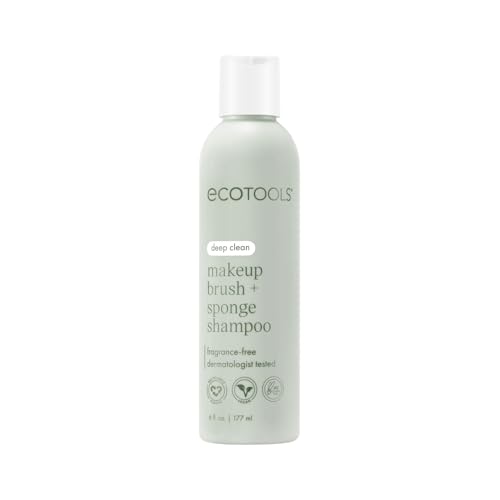 EcoTools Cleanser Shampoo for Makeup Brush/Sponge/Puffs, Remove Makeup & Impurities, Fragrance-Free, No Harsh Chemicals, Vegan & Cruelty-Free, 6 fl.oz./177 ml, 1 Count -