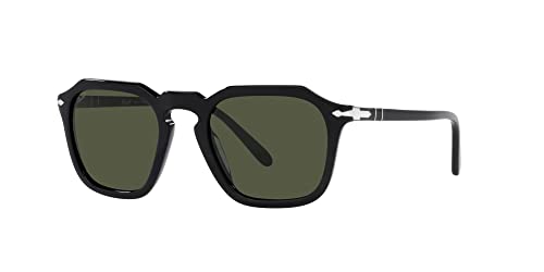 Persol PO3292S Square Sunglasses, Black/Green, 52 mm -