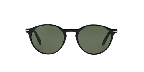 Persol PO3092SM Round Sunglasses, Black/Green, 50 mm -