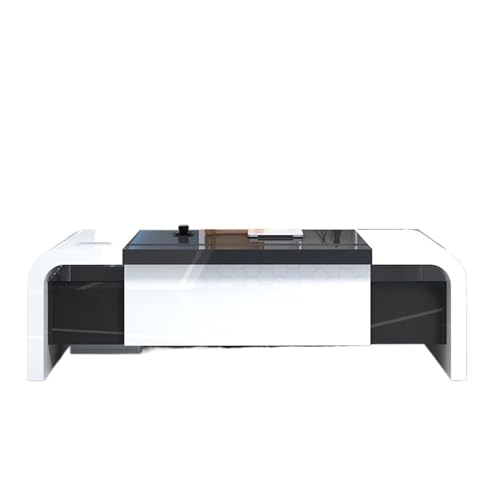 yinxx240708 Computer Desk Lacquer Office Furniture Boss Desk Simple Modern President Lobby Desk White Supervisor Manager Desk Home Office Desks(260 * 80 * 75cm) -