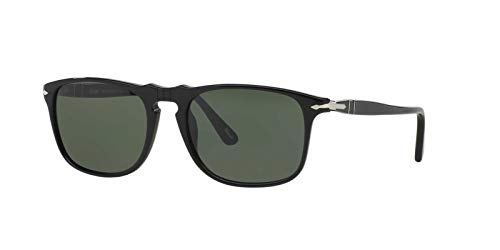 Persol PO3059S Square Sunglasses, Black/Green, 54 mm -