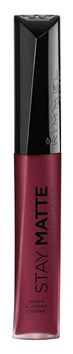 Rimmel London Stay Matte Liquid Lip Color with Full Coverage Kiss-Proof Waterproof Matte Lipstick Formula that Lasts 12 Hours - 810 Plum This Show, .21oz -