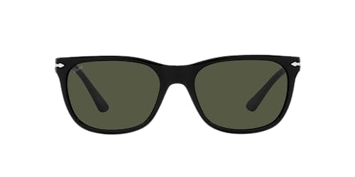 Persol PO3291S Rectangular Sunglasses, Black/Green, 57 mm -