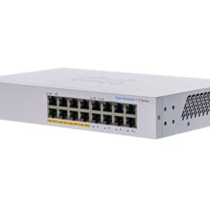 Cisco Business CBS110-16PP-D Unmanaged Switch | 16 Port GE | Partial PoE | Limited Lifetime Protection (CBS110-16PP-D) -