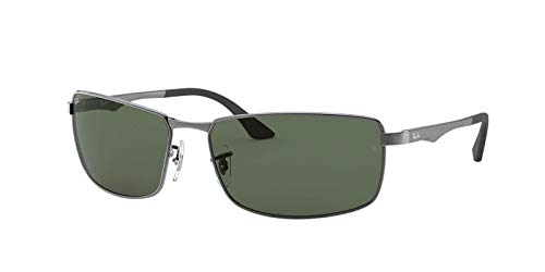 Ray-Ban Men's RB3498 Rectangular Sunglasses, Gunmetal/Dark Green, 61 mm -