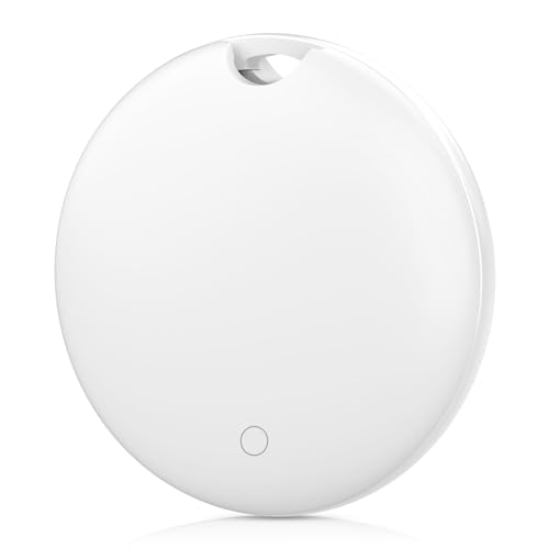 Luggage Tracker, Key Finder, Smart Bluetooth Tracker Pairs with Find My (iOS Only), Item Locator for Wallets, Keys，Louder Alert, Replaceable Battery (White) -