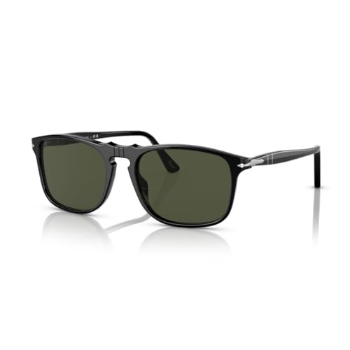 Persol PO3059S 95/31 54MM Black/Crystal Lens Green Square Sunglasses for Men + BUNDLE With Designer iWear Eyewear Kit -