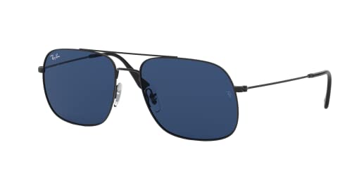 Ray-Ban Rb3595 Andrea Square Sunglasses, Rubber Black/Dark Blue, 59 mm -