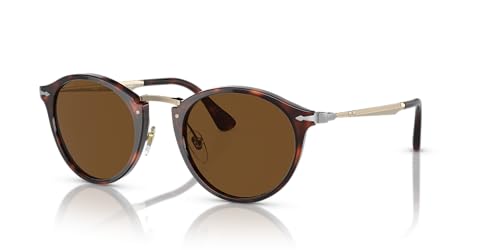 Persol PO3166S Round Sunglasses, Gold/Havana/Brown Polarized, 51 mm -