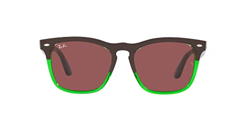 Ray-Ban RB4487 Steve Square Sunglasses, Dark Brown on Transparent Green/Dark Violet, 54 mm -