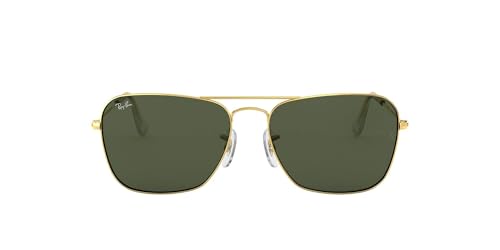 Ray-Ban RB3136 Caravan Square Sunglasses, Gold/G-15 Green, 58 mm -