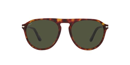 Persol Men's PO3302S Aviator Sunglasses, Havana/Green, 55 mm -