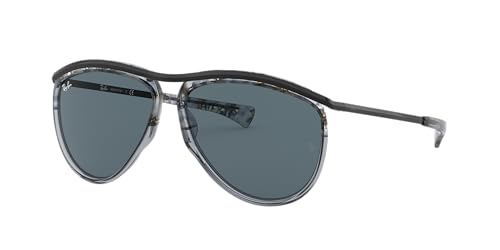 Ray-Ban RB2219 Olympian Aviator Sunglasses, Gradient Havana Grey/Blue, 59 mm -
