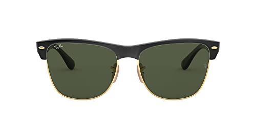 Ray-Ban RB4175 Clubmaster Oversized Square Sunglasses, Demi Gloss Black On Gold/G-15 Green, 57 mm -