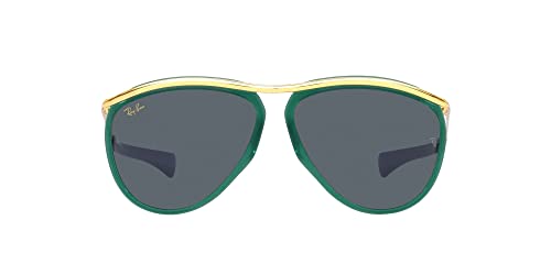 Ray-Ban RB2219 Olympian Aviator Sunglasses, Transparent Green/Crystal Blue, 59 mm -