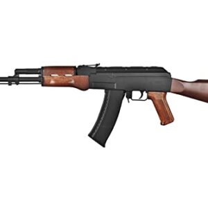 Well AK-47 AEG Semi/Full Auto Electric Airsoft Rifle Gun High Capacity Magazine FPS 290 (Black/Wood) -