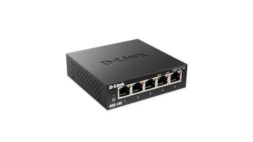 D-Link DGS-105 5 Port Gigabit Unmanaged Metal Desktop Switch - 5 Port Gigabit Unmanaged Metal Desktop Switch -