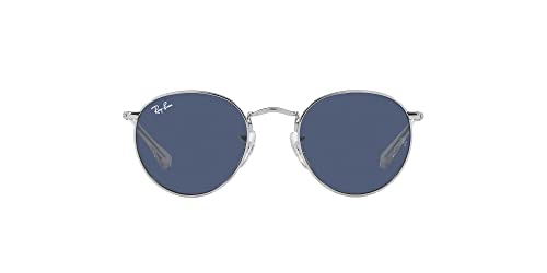 Ray-Ban RJ9547S Metal Round Sunglasses, Silver/Dark Blue, 44 mm -