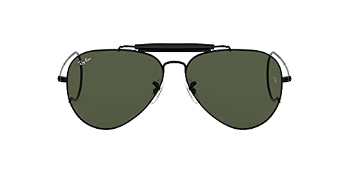 Ray-Ban RB3030 Outdoorsman I Aviator Sunglasses, Black/G-15 Green, 58 mm -