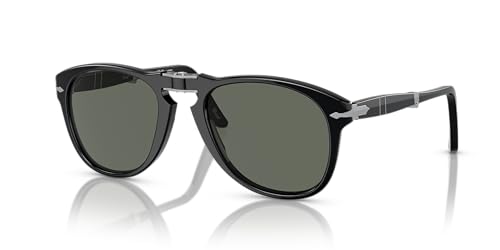 Persol PO0714 Aviator Sunglasses, Black/Green Polarized, 54 mm -