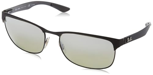 Ray-Ban Men's RB8319CH Chromance Square Sunglasses, Matte Black On Black/Polarized Grey Mirrored Silver, 60 mm -