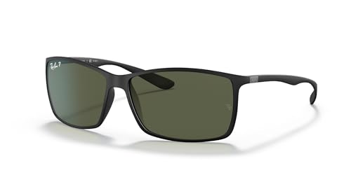 Ray-Ban Men's RB4179 Liteforce Square Sunglasses, Matte Black/Polarized Green, 62 mm + 1 -