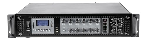 Rockville RCS2-320-6 320W 6-Zone Stereo/Mono Commercial 70V Amplifier, Bluetooth, USB/SD, Optical Input, Perfect for Restaurants, Schools, Offices, and Multi-Room Audio -