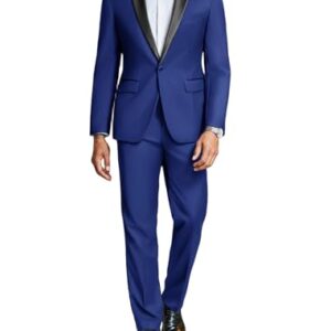 COOFANDY Men's Suits 2 Piece Slim Fit Dress Suits Tuxedo Jacket One Button Blazer for Wedding Business Prom Blue -