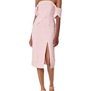 Elliatt Women's Apparel Women's Acacia Textured Off Shoulder Strapless Pleated MIDI Dress, Peach, XS -