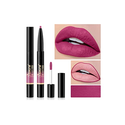 Gifts for Women, 2-in-1 Double Head Lip Liner and Lip Gloss Set Matte Waterproof Non-stick Cup Lip Stick Pen Lip Makeup Gifts for Women and Girls -