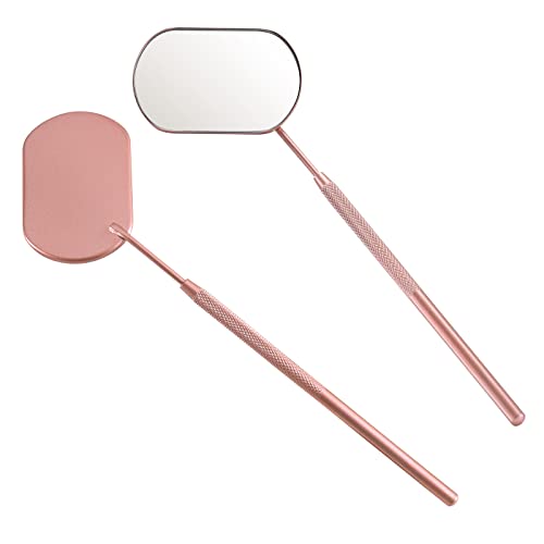 Pretty memory Lash Mirror, 2.2Inches Stainless Steel Makeup Eyelash Mirror, Eyelash Extensions Accessories Supplies, Lash Tech Must Haves (Rose Gold) -