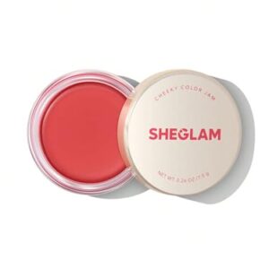SHEGLAM Cheeky Color Jam-Carnation Dreams 6 Shades Multi-Use Cream Blush Lip Cream Matte Highly Pigmented Natural Blush Powder Face Makeup-Afternoon Peach -