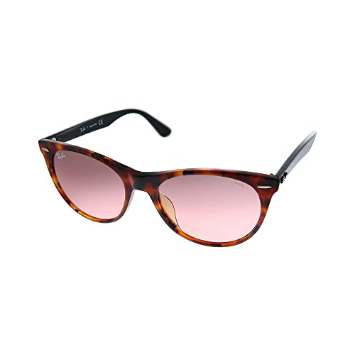 Ray-Ban Rb2185f Wayfarer II Low Bridge Fit Polarized Round Sunglasses, Red Havana/Photochromic Red Gradient Bordeaux, 55 mm -