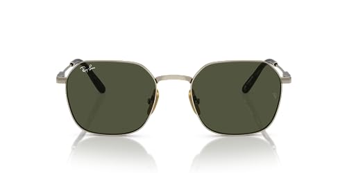 Ray-Ban RB8094 Jim Titanium Square Sunglasses, Gold/Green, 53 mm -