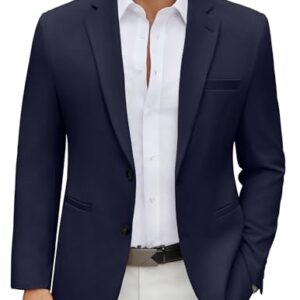 COOFANDY Men's Casual Blazer Regular Fit Lightweight Two Button Sport Coat Suit Jacket Navy Blue -