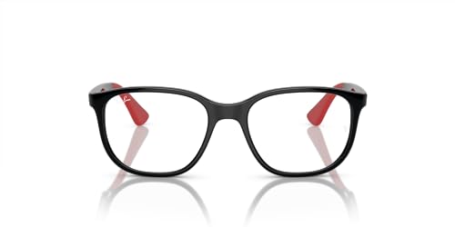 Ray-Ban Kids' RY9078V Square Prescription Eyewear Frames, Black On Rubber Red/Demo Lens, 46 mm -