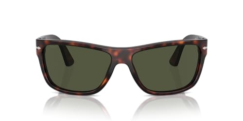 Persol PO3342S Rectangular Sunglasses, Havana/Green, 63 mm -
