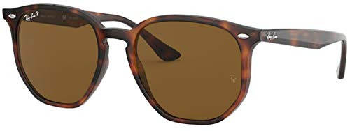 Ray-Ban RB4306F Low Bridge Fit Hexagonal Sunglasses, Light Havana/Polarized Brown, 54 mm -