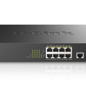 D-Link PoE Switch, 8 10 Port Unmanaged w/ 1 Gigabit Ethernet Port & 1 SFP Uplink Port, 125W PoE Budget Fanless Rackmount Plug N Play (DGS-1010MP), Black -