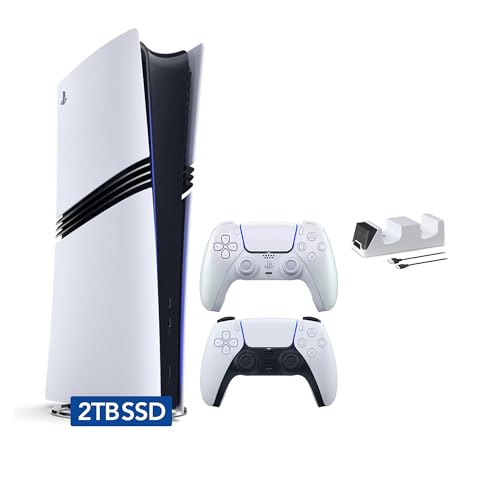 Sony PlayStation 5 Pro 2TB SSD Digital Console with Two Controllers, White and Chroma Pearl DualSense and Dual Controller Charger - Flagship PS5 Pro Console [video game] [video game] [video game] [video game] [video game] [video game] [video game] [video g -