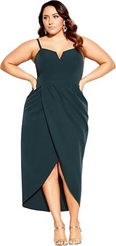 City Chic Women's Plus Size Dress-Sassy V, Emerald, 18 -