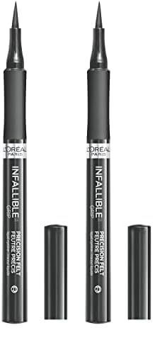 L'Oreal Paris Cosmetics Makeup Infallible Grip Precision Felt Eyeliner, Smudge Resistant, Long Lasting Waterproof Eyeliner, Grey, Grey, 0.03 fl oz (Pack of 2) -